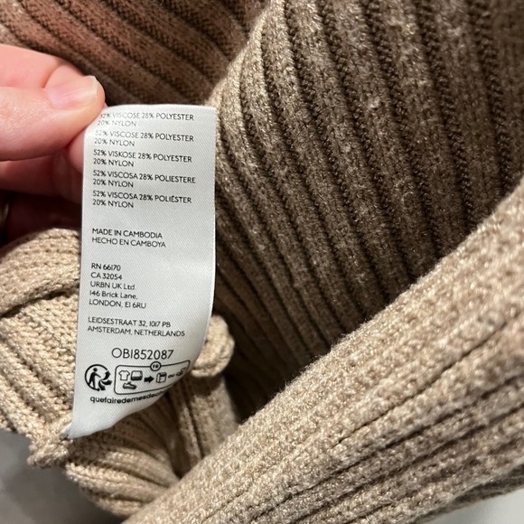 Anthropologie Kendall Mock Neck Sweater Beige Ribbed Oversized Slouchy Small - Picture 6 of 9